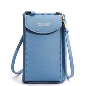 Damen Handytasche zum Umhängen mit Geldbörse in Blau, Crossbody Bag, Handy Umhängetasche