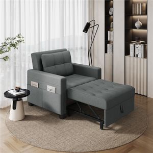 Yaheetech Klappbett Schlafsofa 3-in-1 umwandelbarer Stuhl Bett ausziehbarer Schlafsessel Einzelsofa Bettfunktion verstellbarer Rückenlehne und Kissen