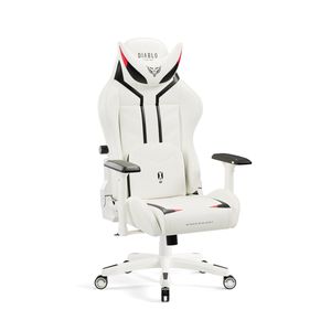Diablo X-Ray Gaming Stuhl Bürostuhl Schreibtischstuhl 4D Armlehnen Ergonomisch Kunstleder Belastbarkeit bis 150 kg Farbe: Weiß-schwarz, Größe Normal