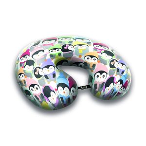 EVE Textile Reisekissen im Pinguindesign 35x30x8 cm Nackenkissen Memory Foam Autokissen Flugzeugkissen Bahnkissen Travel Pillow Ergonomisch Gesundheit
