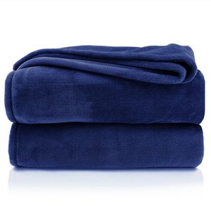 heimtexland ® Kuscheldecke SUPER SOFT Flanell Wohndecke XL Sofadecke Überwurf Uni Typ380 Blau 200 x 150 cm