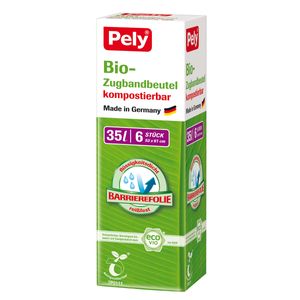 Pely Bio Zugbandbeutel industriell kompostierbar 35 Liter 6 Stück