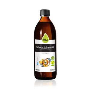 Olini Schwarzkümmelöl mit Löwe für Kinder 500 ml kaltgepresst natürliche unraffinierte Vitaminquelle EFK Biotin Magnesium Calcium Eisen