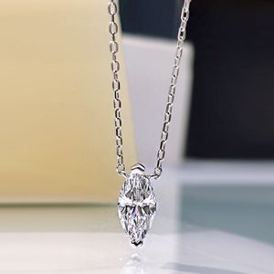 S925 Silver Horse Eye Diamant-Halskette Damen-Diamant mit hohem Kohlenstoffgehalt, olivgrüne Diamant-Schlüsselbeinkette