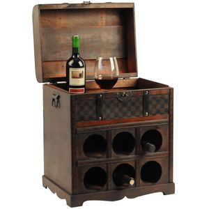 Weinregal für 6 Flaschen mit Kiste Holz im Kolonialstil Wein Regal Flaschenregal