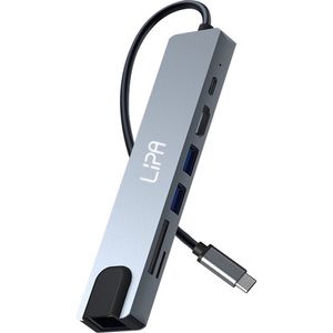 Lipa S8 7-in-1-USB-C-Dockingstation - USB C Dockingstation - Für Laptops, Computer und mehr - 100W Power Dock zum Aufladen anderer Geräte mit USB-C - HDMI 4K - RJ45-Ethernet - SD und MicroSD - USB 3.0 und USB 2.0 - Aluminiumgehäuse