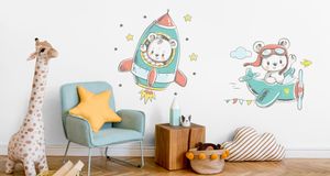 Muralo Wandsticker Fliegende Teddybren 50 x 100 cm Wandtattoo Wanddeko Aufkleber Set Kinderzimmer XXL