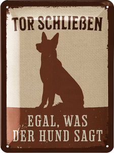 LANOLU retro Blechschild Hund, TOR SCHLIEßEN, Deko Hund Geschenke für Hundeliebhaber, vintage Metallschild, Deko Eingangstür 15x20cm