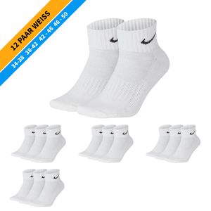 NIKE Socken - Farbe: 12 Paar Weiß Quarter Socken - Größe: 46-50