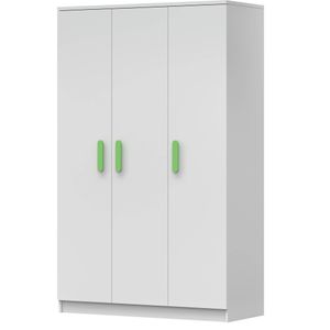 Kleiderschrank Drehtürenschrank Kinderkleiderschrank Schrank 120cm Weiß/Weiß mit grüne Griffe - JONAS 19 Kleiderschrank Drehtürenschrank Kinderkleiderschrank Schrank 120cm Weiß/Weiß mit grüne Griffe - JONAS 19