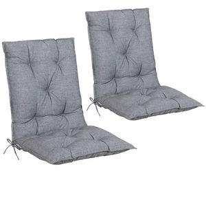 Detex 2er Set Stuhlauflage Auflage Cozy Hochlehner Stuhlauflage Sitzauflage Sitzkissen Gartenstuhl, Farbe:grau meliert