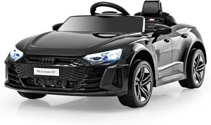 12V Kinder Elektroauto Audi RS, Kinderauto mit 2,4G Fernbedienung & Musik & Scheinwerfer, Kinderfahrzeug Elektrofahrzeug 3-5 km/h für Kinder ab 3 Jahren (Schwarz)