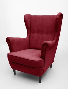 Velour Ohrensessel im Skandinavischen Stil ARON - Sessel für Wohnzimmer, Polstersessel Wellenfedern (Stoff: kronos 02 - kastanienrot)