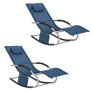 SoBuy 2-er Set Swingliege Schaukelliege Relaxliege Sonnenliege Gartenliege mit Tasche Gewebe 150 kg Belastung in Denimblue OGS28-NBx2