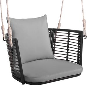 COSTWAY Hängesessel bis 180kg, Schaukelstuhl Hängesitz mit Sitz-, Rückenkissen und Hängeseilen, Hängestuhl grau COSTWAY Hängesessel bis 180kg, Schaukelstuhl Hängesitz mit Sitz-, Rückenkissen und Hängeseilen, Hängestuhl grau