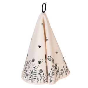 Clayre & Eef Geschirrtuch Ø 80 cm Beige Schwarz Baumwolle Blumen