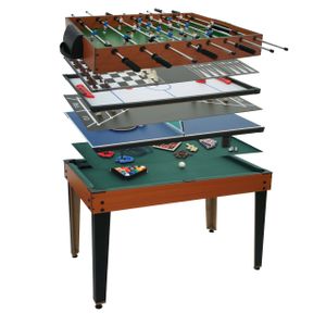 Tischkicker HWC-M33, Spieltisch Tischtennis Tischfußball Billard Hockey Backgammon 15in1 Multiplayer, MDF 80x123x101cm