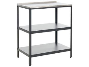 Outdoor-Kücheninsel Schwarz Stahl 80 x 50 x 92 cm mit Edelstahlplatte Modern für Garten Draußen Außenbereich Ausstattung Outdoor-Küchenmöbel