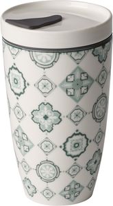 like. by Villeroy und Boch To Go Jade Coffee-to-Go-Becher, 2-teilig, 350 ml, Premium Porzellan/Silikon, Grün/Grau