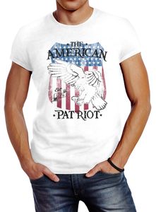 Herren T-Shirt Amerika Flagge Patriot Adler USA Slim Fit Vintage Neverless® weiß XXL