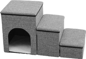 Haustiertreppe, faltbare Hundetreppe, bequem und langlebig, Drei-in-eins-Design-Treppe mit Stauraum und Haustierhaus, 3-Stufen-Haustiertreppe, rutschfeste Hunderampe fuer kleine Hunde und Katzen oder Haustiere Haustiertreppe, faltbare Hundetreppe, bequem und langlebig, Drei-in-eins-Design-Treppe mit Stauraum und Haustierhaus, 3-Stufen-Haustiertreppe, rutschfeste Hunderampe fuer kleine Hunde und Katzen oder Haustiere