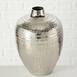 Dekovase Vase silber Metall Blumenvase Deko Tischdeko Tischvase Metallvase 25 cm