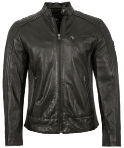 OTTO KERN - Herren Echtleder Lederjacke Bikerjacke Lammnappa schwarz