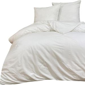 Bettwäsche 200x200 + 80x80 cm 100% Baumwolle Renforce Weiß Uni Einfarbig Garnitur Set, 3 teilig Bettwäsche 200x200 + 80x80 cm 100% Baumwolle Renforce Weiß Uni Einfarbig Garnitur Set, 3 teilig