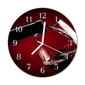 Glasuhr Wanduhr Küchenuhr Echt-Glas 30fi cm Wein Glas rot