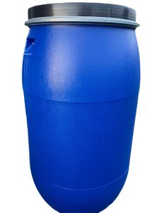 Weithalsfass Futtertonne Fasssilage Gepäcktonne 220 Liter mit Metallring blau