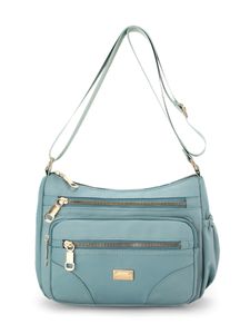 Damen Handtasche Brieftasche Große Kapazität Satchel Nylon Reißverschluss Umhängetaschen Blau
