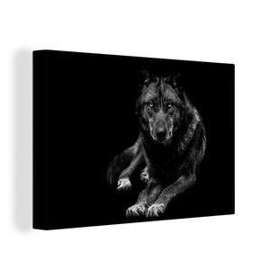 OneMillionCanvasses® - Maľba na plátne - Obraz na plátne Nástenná maľba na plátne - Zvieratá - vlk - čierna - biela - portrét - 120x80cm - Fotografia