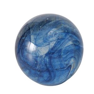 Briefbeschwerer "Rayas" in Kugelform aus Glas in dunkelblau, 8 cm - Maritim - Glasart, Glasfigur, Glasskulptur