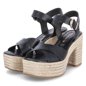 Tamaris Damen Sandalette Sandale Plateau Blockabsatz Bastoptik 1-28020-20, Größe:41 EU, Farbe:Schwarz