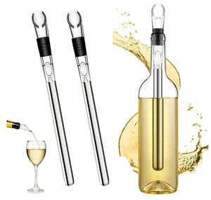 SevenSol Edelstahl Weinkühlstab mit Ausgießer, 2er Set, Kühlstäbe, Weinkühlerset für Weine, hochwertiges Weinzubehör
