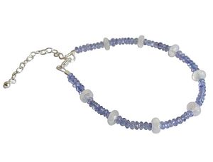 Gemshine - Damen - Armband - 925 Sterling Silber - Tansanit - Mondstein - Facettiert - Blau - Lila - Weiß