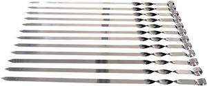 Olymp Edelstahl Schaschlikspiesse 50cm / 2mm Stärke / 1,5cm Breite/EXTRA STARK/Schampura Grillspiesse Fleischspiesse auch für Mangal (24 Stück)