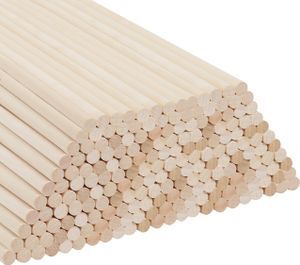 Belle Vous 200 Stk Natürliche Holzstäbchen zum Basteln Rundstäbe Holz Set - Holzstab Rund 30,5cm Extra Lang Unbehandelt - Holzstäbe zum Basteln,
