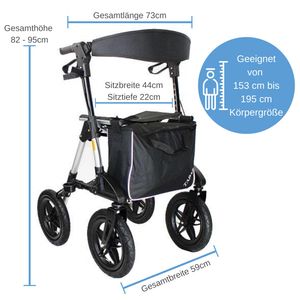Premium Outdoor Rollator TABAS silber