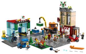 LEGO 60292 City Stadtzentrum Bauset mit Spielzeug-Motorbike, Fahrrad, Truck, Straßenplatten und 8 Minifiguren