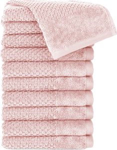 Pure Label 10-TLG Gästehandtücher 30x50 cm mit Aufhängeschlaufe aus 100% Baumwolle, saugstark und weich | 10 Gästehandtücher Rosa, 30x50cm