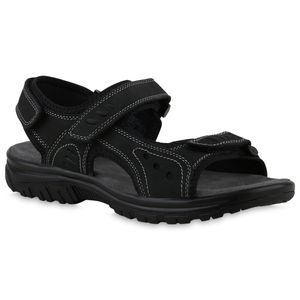 VAN HILL Herren Komfort Sandalen Profil-Sohle Bequeme Schuhe 840461, Farbe: Schwarz, Größe: 42