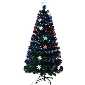 COSTWAY LED Weihnachtsbaum kuenstlicher Tannenbaum Christbaum beleuchtet 210cm gruen mit Glasfaser-Farbwechsel