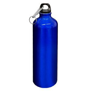 Aluminium Trinkflasche 0,75l Blau mit Karabiner Alu Wasserflasche Sportflasche Fahrradflasche Aluflasche