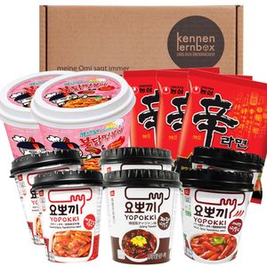 Koreanische Topokki Ramen Box | Kennenlernbox mit 8 Topokki Cup und 1 Carbo buldak Topokki Cup und 3 Instant-Nudeln