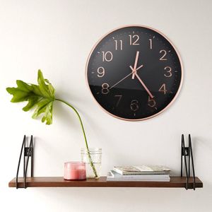 30cm Nowoczesny kwarcowy cichy zegar ścienny z cyframi arabskimi pełzającymi bez tykania do dekoracji salonu, kuchni, biura, sypialni (różowe złoto)