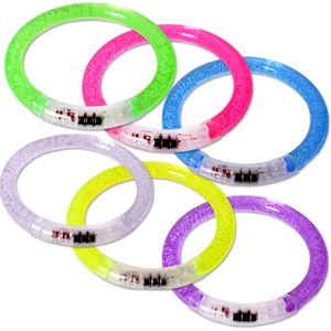 TE-Trend 6 Stück LED Armband Set Armbänder für Kinder Mitgebsel Kindergeburtstag Armreif Leuchtarmbänder in Ringform 6-fach sortiert mehrfarbig