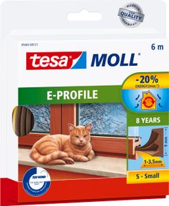 tesamoll Fensterdichtung selbstklebend (1 x 6 m) - E-Profil: 9 mm x 4 mm - braun