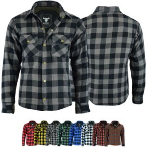 Herren Motorradhemd Lumberjack Holzfäller Hemd mit Protektoren, Größe:60/4XL, Farbe:Grau