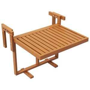 Outsunny Balkontisch zum Einhängen, klappbar Balkonhängetisch, höhenverstellbar Hängetisch, bis 20 kg belastbar, für Terrasse, Garten, Kiefer, 68 x 65